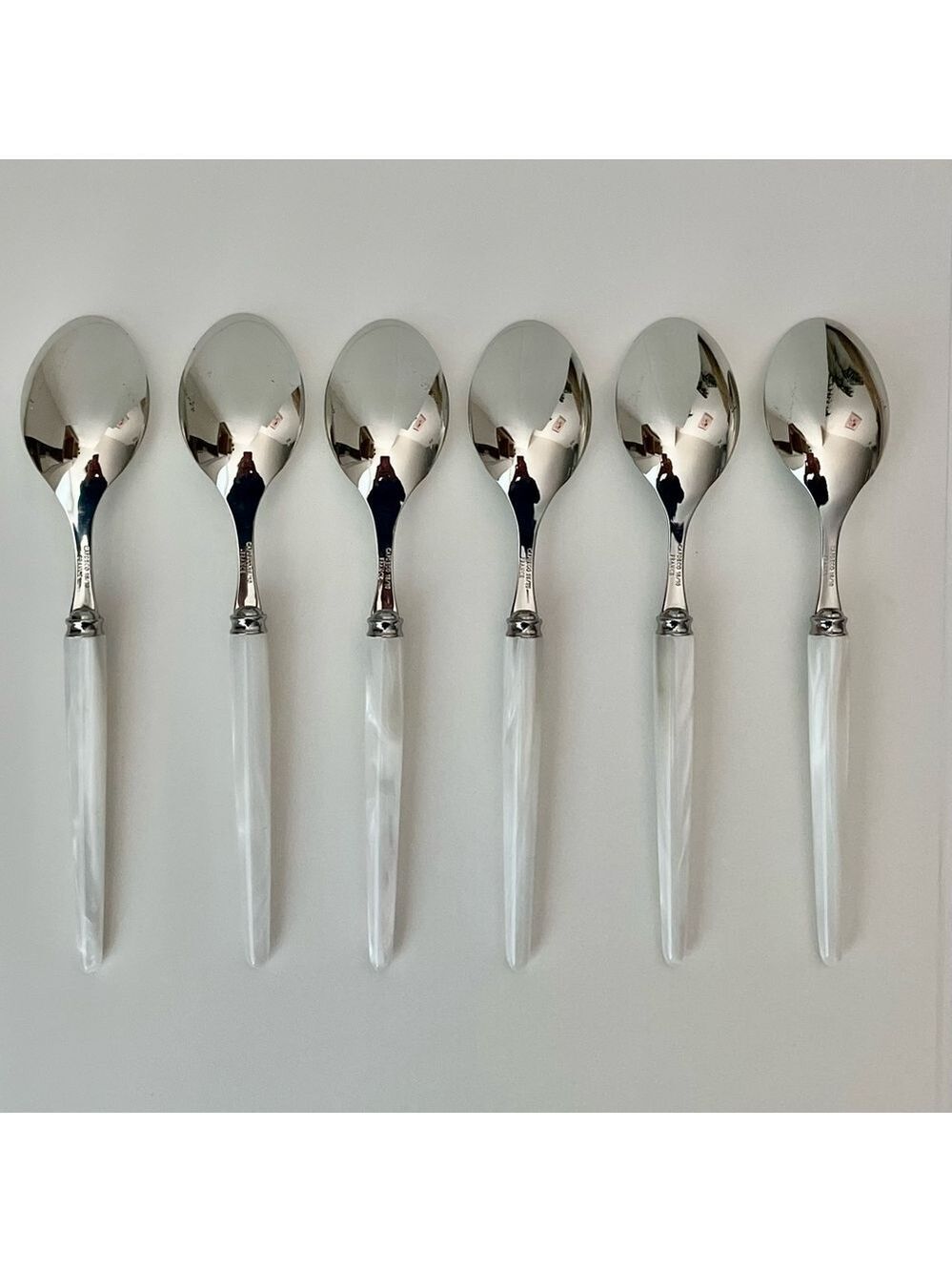 NWOT CAPDECO Elegant Tang White Dining Spoon Set of 6 - Picture 2 of 4